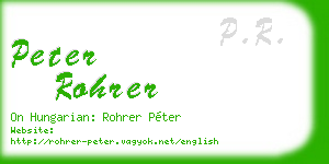 peter rohrer business card